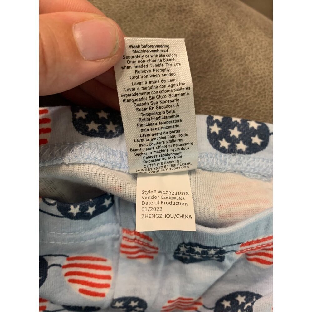 NWOT Cutie Pie Pajama Pants Baby Size 24 Months Blue Sunglasses Patriotic AD3 - Picture 5 of 5